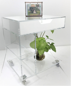 Hot selling New Design Acrylic Living Room Furniture Lucite Side Table With Drawer And Wheels
