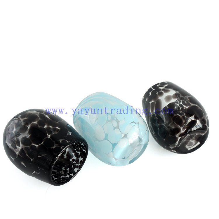 Unique Blue White Black Spots Egg Shape Design Glass Candle Jars and candle holders 