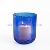 Luxury Iridescent Cobalt Blue Glass Candle Jar for Home Decor