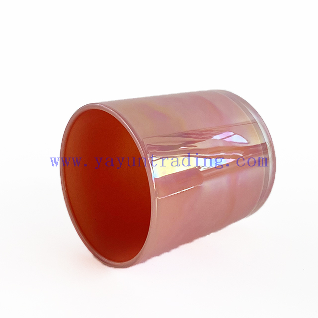 Unique Electroplated Decorative Pink Glass Candle Jars with Lids
