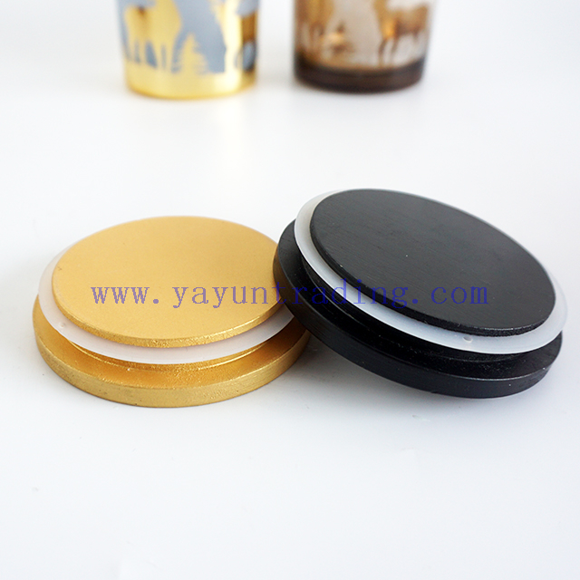 Popular Cylinder Laser Engrave Red Candle Holder 400ml With Custom Gold Wooden Lid