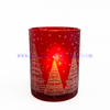 Christmas Tree Glass Candle Holder Red Candle Jar For New Year