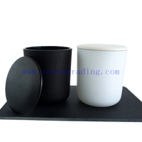 480ml Black White Frosted Glass Jar for Candle with Black White Ceramic Lids