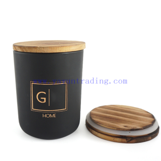 Yayun hot sale 20oz black matte glass candle jar with decorative lids