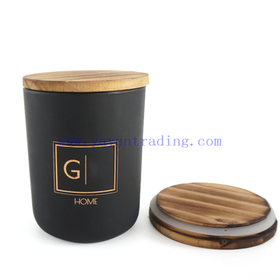Yayun hot sale 20oz black matte glass candle jar with decorative lids