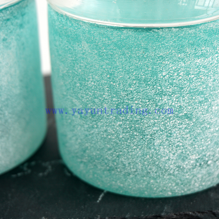 Wholesale 8oz 10oz handmade grey green sandblasted glass candle tumbler jar for candle wax