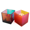 Multi Colored Glass Tealight Candle Holder Iridescent Candle Jar
