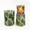 Set 3 Modern Sandblasted Decal Logo Pattern Glass Candle Holder