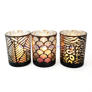 600ml black large luxury laser engraving custom frosted empty wholesale black glass candle jar 