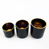 8oz 12oz 16oz Classical Glass Candlestick Holder Wirh Gold Rim And Ceramic Lids 