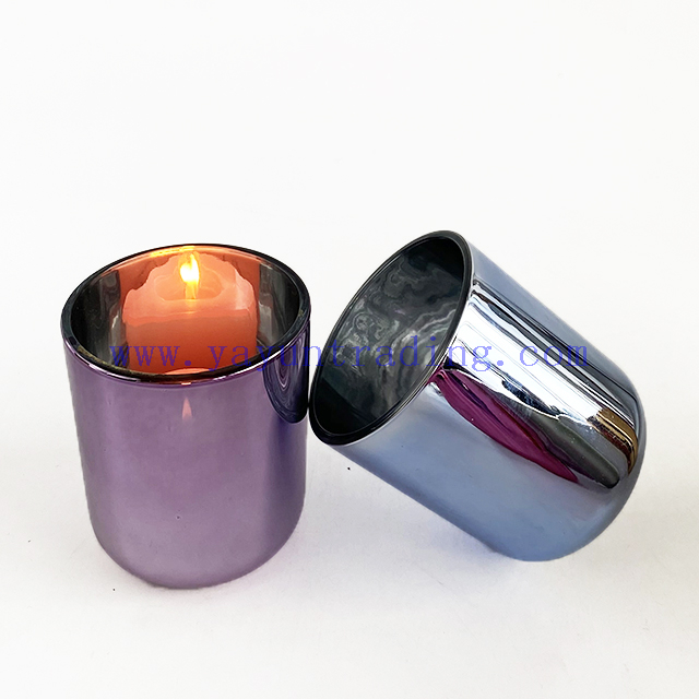 16oz luxury electroplating empty glass candle jar for home decorative