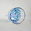 Yayun new design handmade clear glass candle jar with unique white and blue spots 17oz