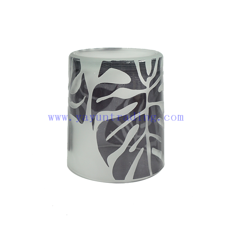 400ml empty frosted glass candle jar votive candle holders with gold printing design sealed wood lid