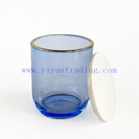 fashionable gold rim glass candle vessel for home decor