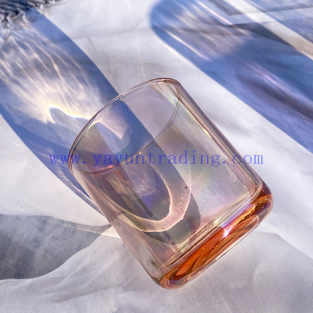 Wholesale Iridescent Translucent Pink Luxury Empty Glass Containers Pink Vessel