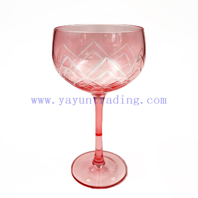 Delicate Long Stem Wine Glass Cocktail Juice Glasses Pink Tumbler Goblet