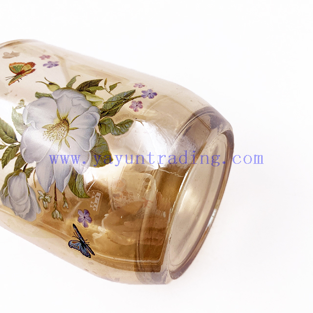 Luxury Vintage 8oz Colorful Empty Amber Glass Candle Jars With Lid