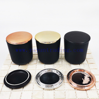 Luxury Custom 8oz Heat Resistant Black Color Candle Holder Empty Glass Candle Jar Vessel with Lid