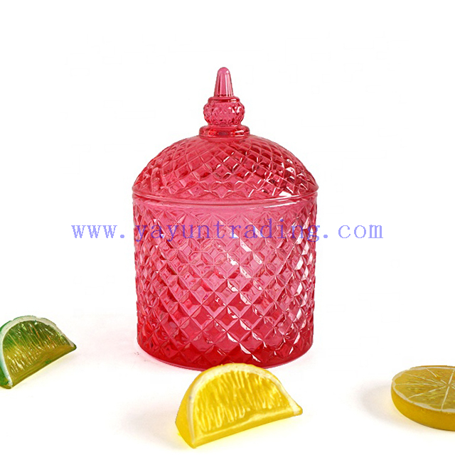 Luxury Colorful Pineapple Shape Empty Glass Candle Jars with Dome Glass Lids