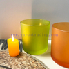 Colorful Flat Bottom Painted Matte Orange And Green Glass Candle Jars with Lids