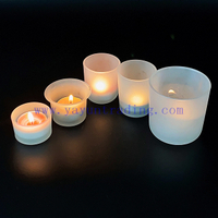 Custom Frosted Empty Colorful Container Cylinder Empty Glass Candle Jar Tea Light Holder for Table Ornament