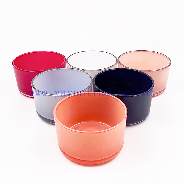 Custom 3 Wick Candle Jars Colorful Vessels Luxury Glass Candle Holder with Gold/silver Rim Large Size Candle Containers