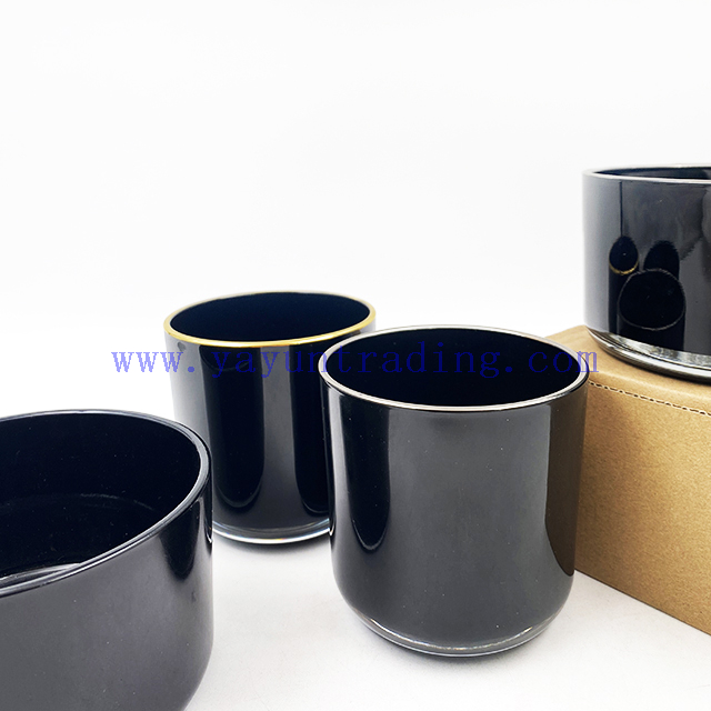 Large Size 16oz 21oz Matte Shiny Black Glass Candle Vessels Custom Candle Container Jar
