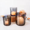 Wholesale Customized Colors Luxury Electroplated Gray Empty Glass Candle Jars for Candle Making with Lid