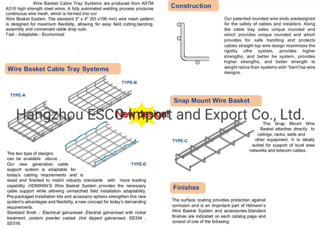 Gi Wire Mesh Cable Trunking Antimagnetic and Easy Installation