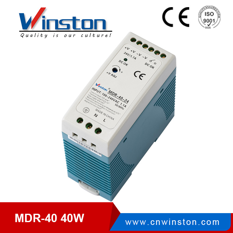 Fuente de alimentación de riel DIN 110v / 220v ac a dc MDR-40-24 40W 24V 1.7A