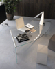 Custom Modern Glass Clear Acrylic Executive Standing Desk Half Round Office Desk Guangzhou