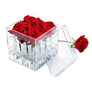 Clear Rose Box Handmade Acrylic Gift Rose Flower Box For Sale