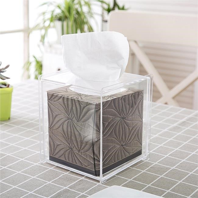 Modern Table Decoration Tissue Box Bathroom Drawer Box Crystal Cube for Tissue