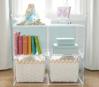 Clear Acrylic Organizer Cube Shelves Free Standing Lucite Home Storage Cabinet