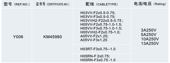 Plug (Y006 with BSI certification)