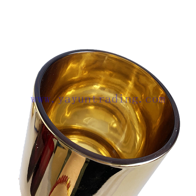 Luxury Custom Colored Empty Electroplated Gold Candle Jars with Lids