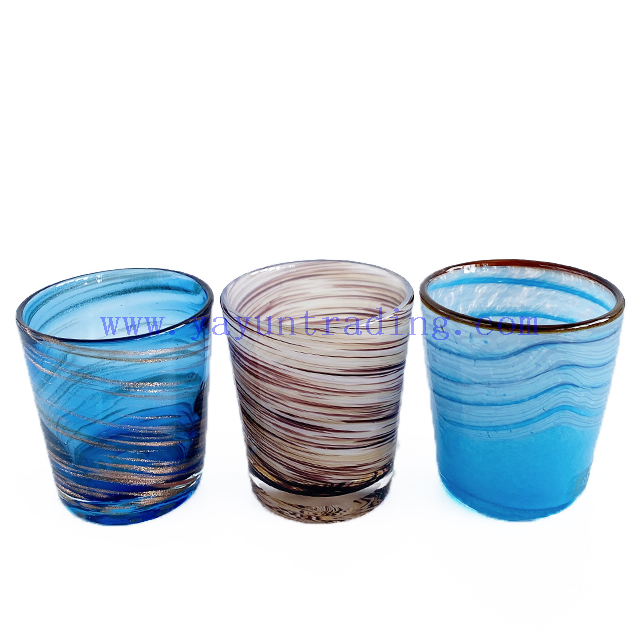 Unique Design Hand Blown Horn Shape Swirl Glass Candle Jar