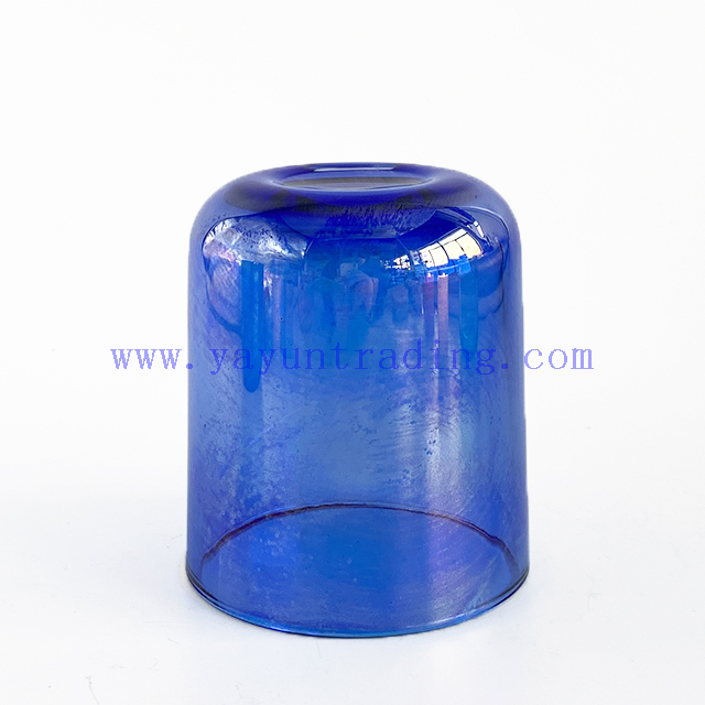 Luxury Iridescent Cobalt Blue Glass Candle Jar for Home Decor