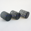 6oz hot sale laser cut black frosted glass candle holders unique candle vessels with black ceramic lids