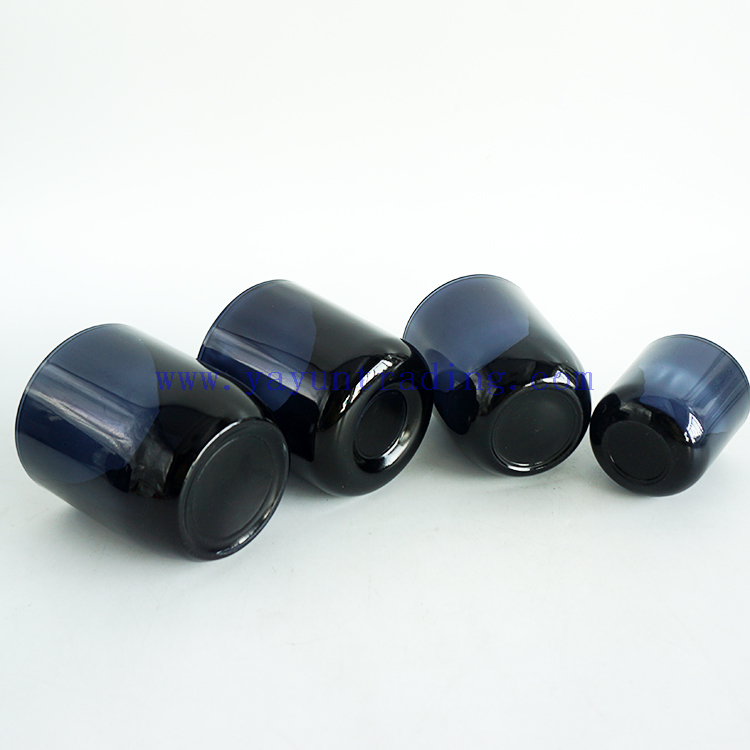 Wholesale 3oz 5oz 6oz 7oz 8oz 10oz 13oz 15oz 16oz 20oz Shiny Black Cylinder Glass Candle Bowls