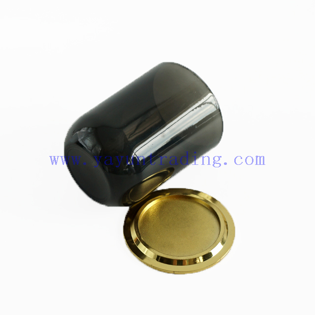 11oz Shiny Dark Green Glass Candle Holder with Zinc Alloy Lid