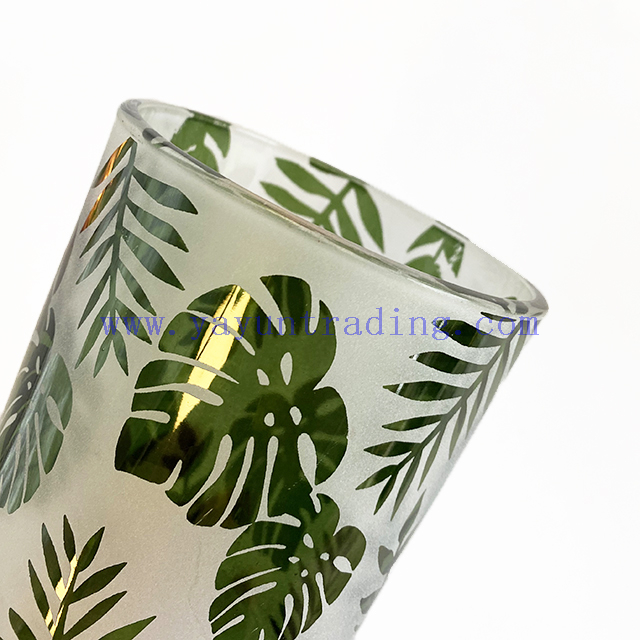 Set 3 Modern Sandblasted Decal Logo Pattern Glass Candle Holder