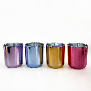 16oz luxury electroplating empty glass candle jar for home decorative