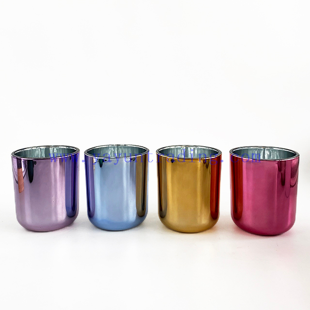 16oz luxury electroplating empty glass candle jar for home decorative