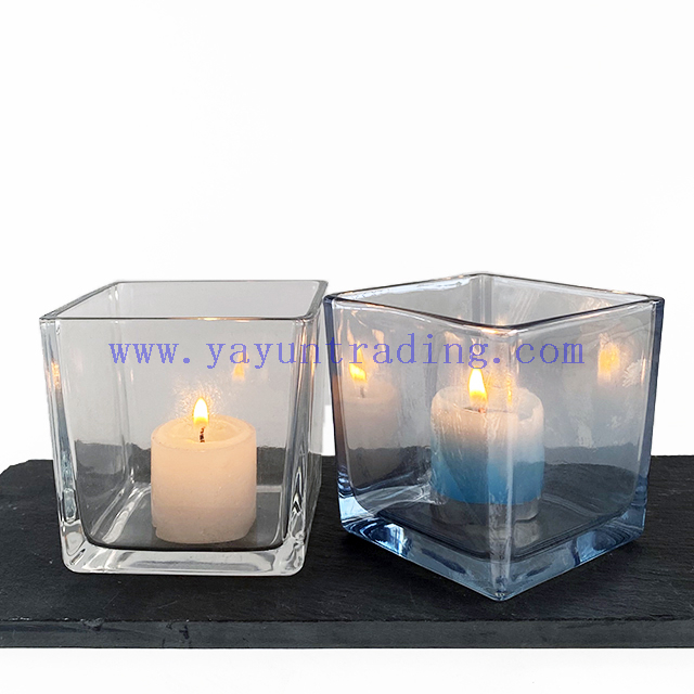 Square Candle Holders Creative Glass Jars for Candle Making with Sealed Wooden Lids