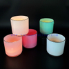 Custom Empty 16oz Colorful Candle Jars Vessel Container Glass Holder for Scented Candle Making with Silver Gold Rim