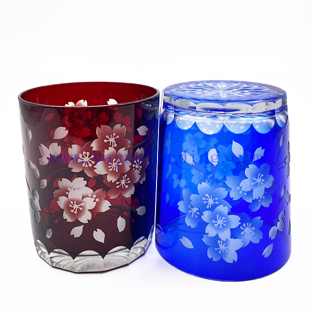 300ml 10oz Cylinder Drinking Glass Cup Popular Styles Blue Red Handmade Glasses