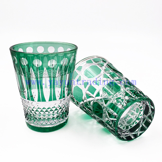 Luxury 11oz Hand Cut To Clear Whisky Glass Fashioned Colored Tumbler