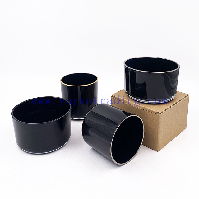 Large Size 16oz 21oz Matte Shiny Black Glass Candle Vessels Custom Candle Container Jar