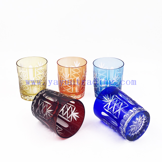 Handmade Drinking Cup Overlay Carved Design Champagne Glass for Vodka Cocktail Water Glass Tumbler